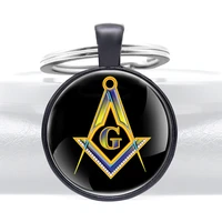 black masonic logo pendant key rings classic men women free and accepted masons key chain
