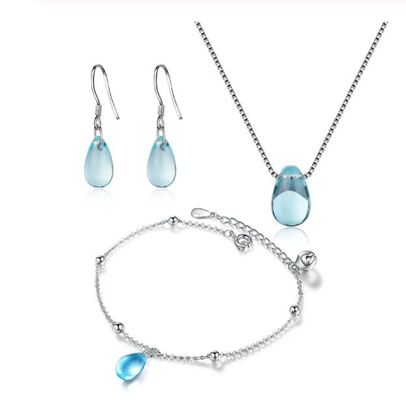 Женский ювелирный комплект из колье серёг и браслета серебра 925 пробы | Украшения