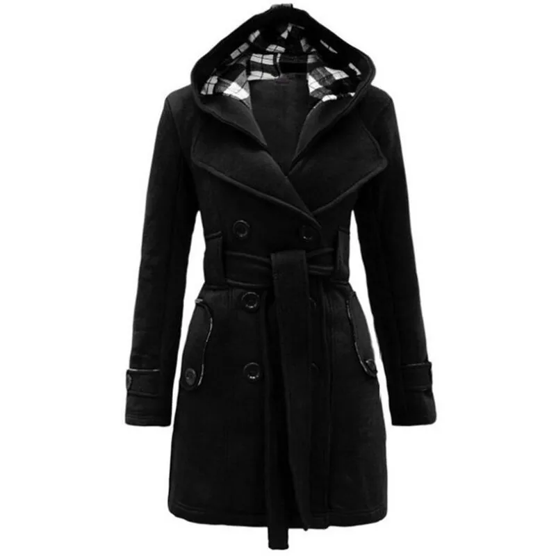 Модные женские тонкие тренчи Женская шляпа воротник Peacoat зимнее шерстяное пальто