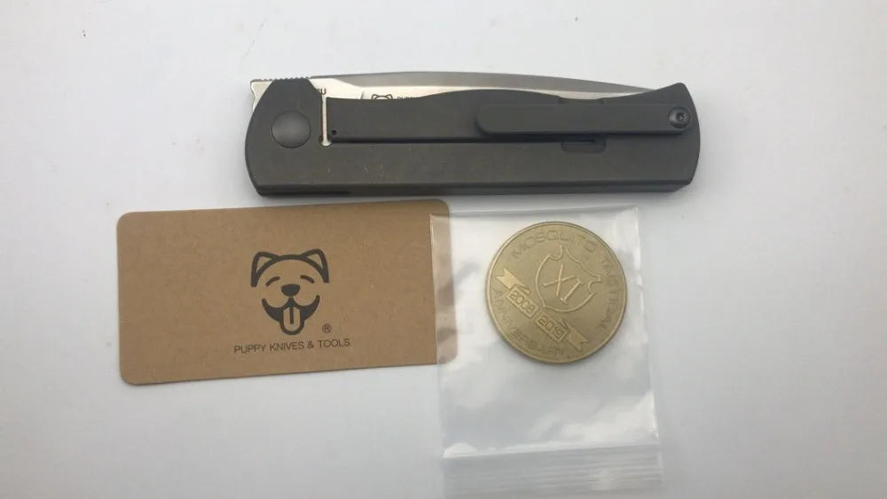 Новое поступление комаров Тактический PUPY свинья пользовательское интегральное издание Титан M390 лезвие компактный Кемпинг Складной нож