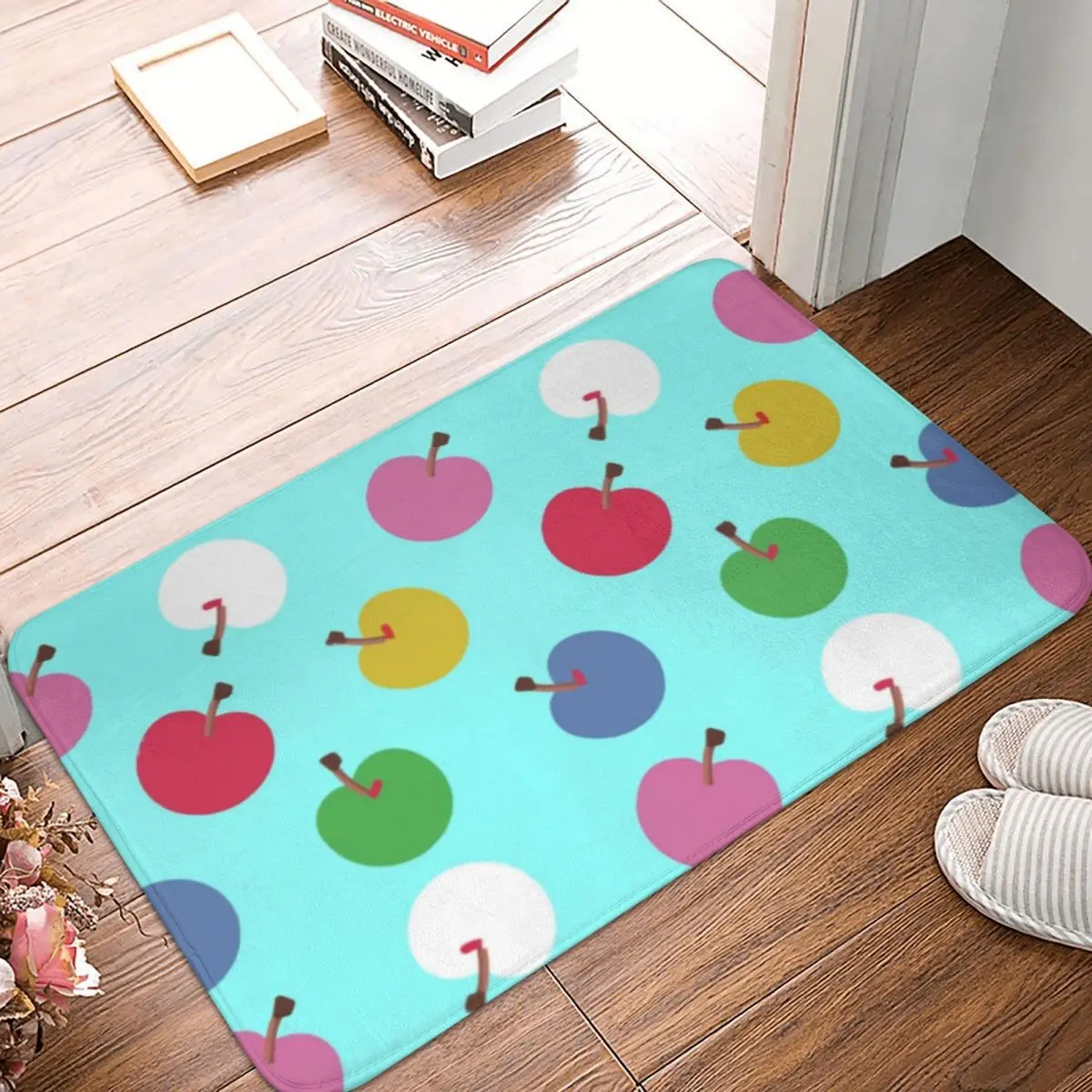 

Kawaii Multicolored Cherries Pattern Polyester Doormat Rug Carpet Bathmat Anti-slip AbsorbentEntrance Kitchen Bedroom Balcony