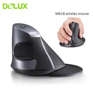 delux m618 ergonomic vertical wirelesswire mouse computer gaming mause fashion 1600 dpi usb 5d optical gamer mice for laptop pc free global shipping