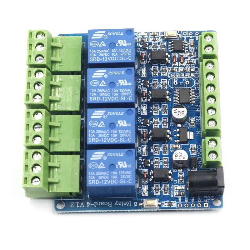 Modbus RTU 4 пути релейный модуль DIY STM8S103 системы 4 дорожный вход 485 связи