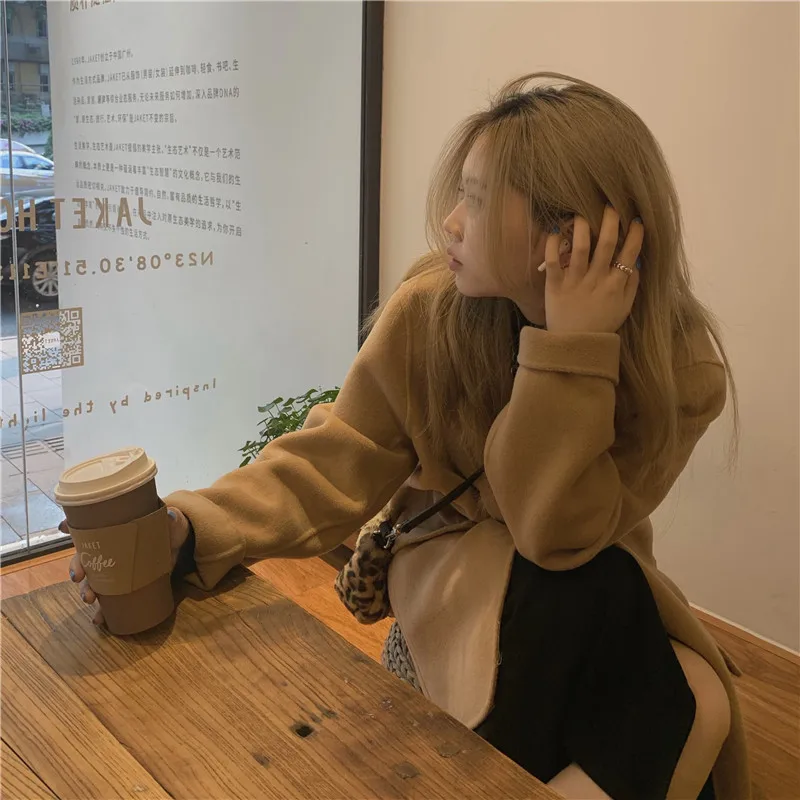

2020 Women Winter Short Wool Coat Jacket Turn-down Collar Thicken Woolen Blazer Overcoat Full Sleeve Outwear Single Breasted