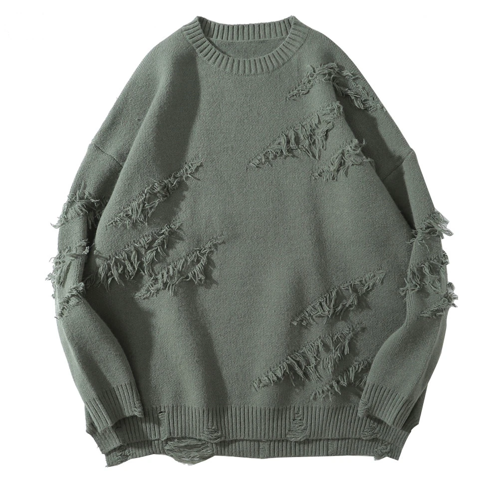 

Distressed Destroyed Unisex Knitted Jumper Sweaters Streetwear Men Women Hip Hop Harajuku Fashion Casual Pullover Knitwear Tops
