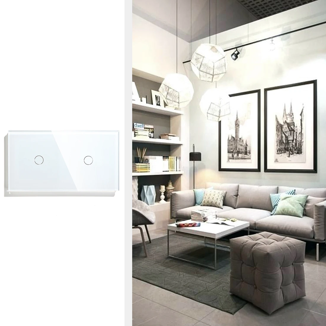 BSEED EU Standard Single Live Line Wifi Switch White Black Gloden Crystal Glass Panel For Smart Home Work With Tuya Russia | Обустройство