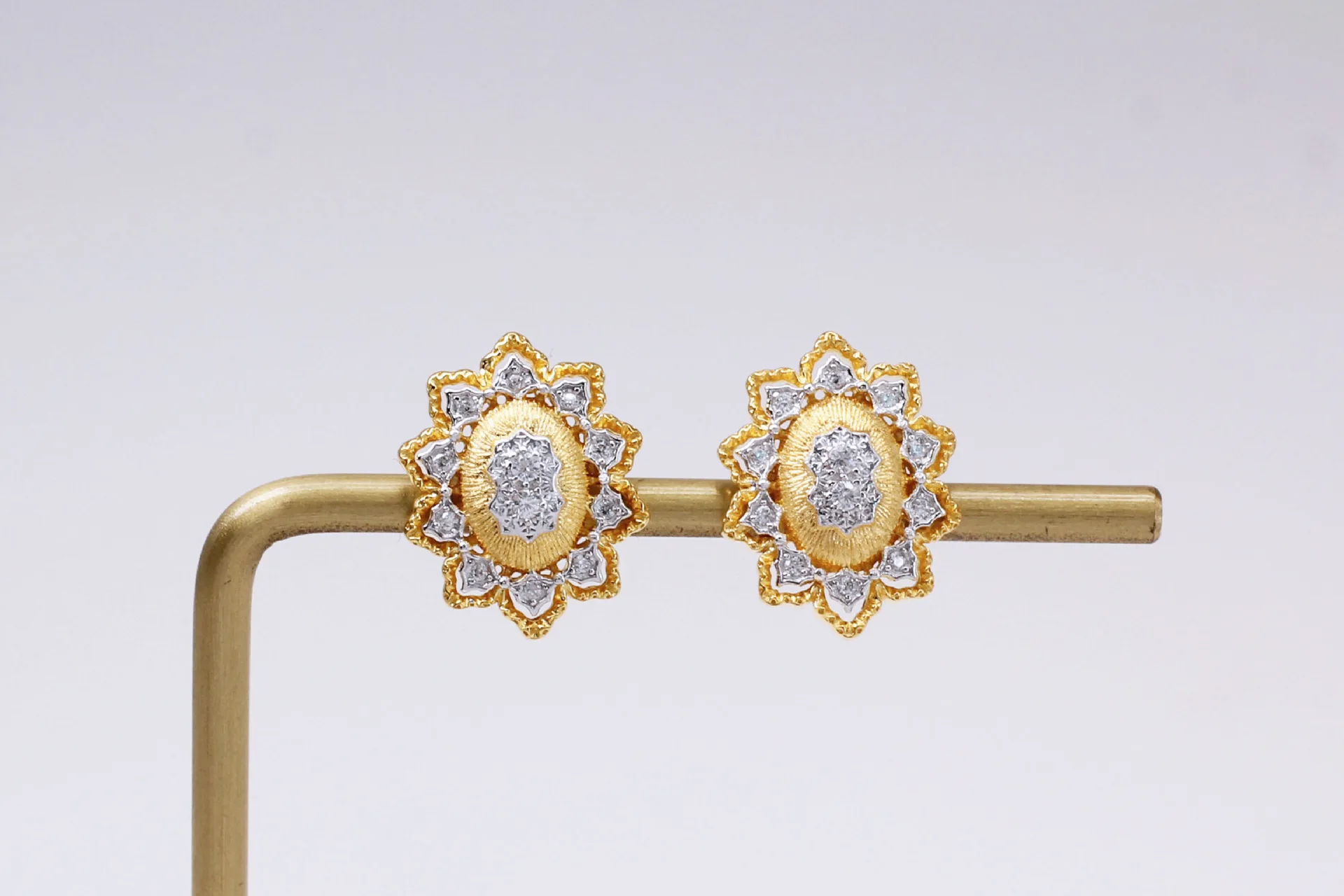 

CMAJOR 925 Sterling Silver Vintage Brushed Golden Floral Handmade Earrings for Women