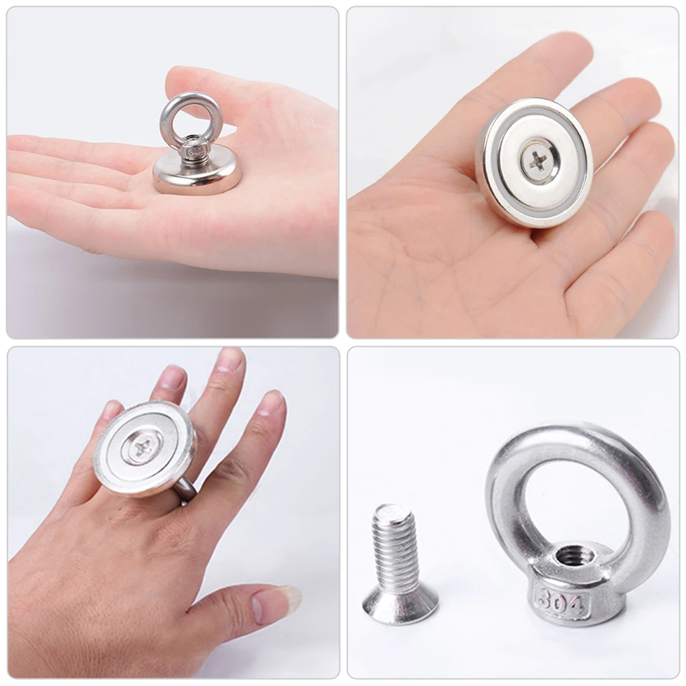 D20mm-D60mm Magnet Neodymium Magnet Round Thick Eyebolt Treasure Hunt Magnets Permanent Magnetic Fishing Rare Magnet