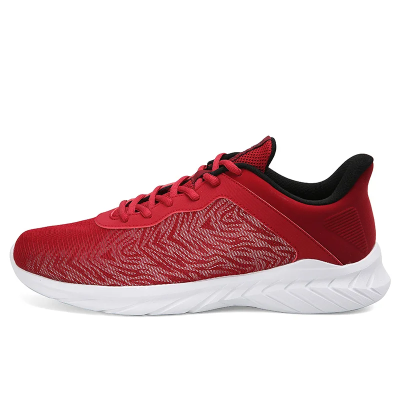 PEAK Men Running Shoes Low-cut Lightweight Woven Non-slip Casual Shoes Reflective Night Running Sneakers Autumn Winter Footwear - Цвет: Красный
