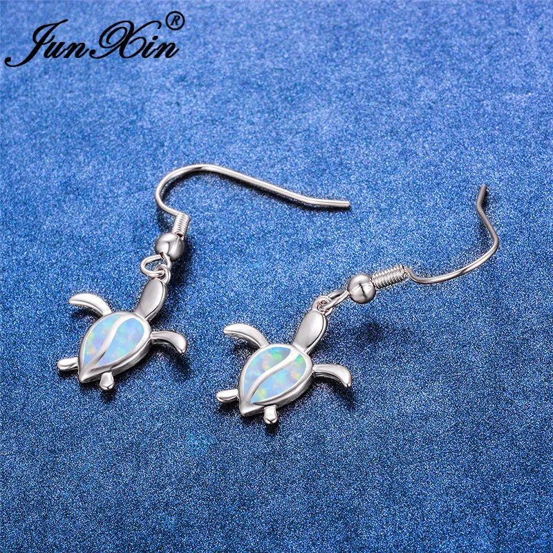 Груша капли воды Белый огненный опал серьги из белого золота розового Цвет милые