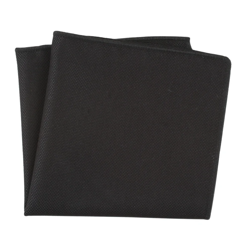 

2020 Cotton+Pokyester Pocket Square Fashion Striped Handkerchief for Men Black Solid Wedding Pocket Towel Ladies Hankies