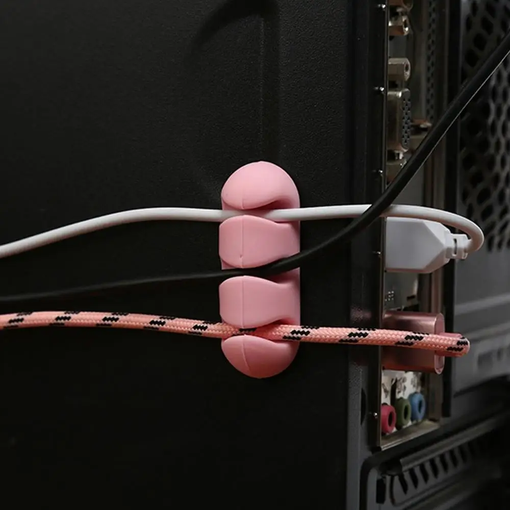5 шт. провод держатель силиконовый для наушников USB Кабельный зажим самоклеящаяся