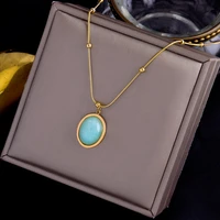 stainless steel no fading simple smile charm natural stone necklace light luxury high fashion charm jewelry gift women