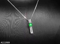 kjjeaxcmy boutique jewelry 925 sterling silver inlaid natural emerald pendant female necklace supports inspection