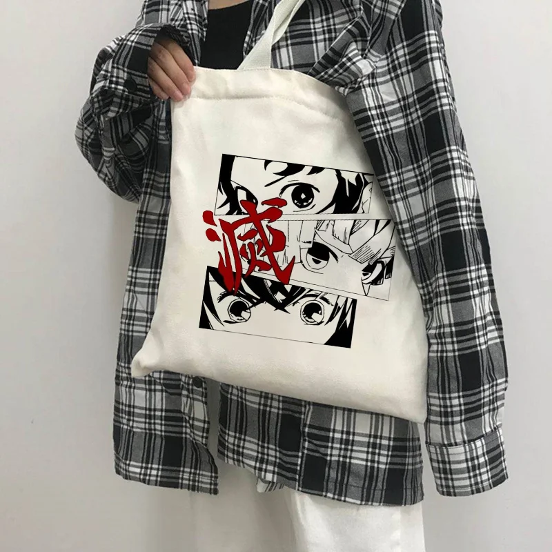 

Japanese Demon Slayer Anime Shopper Bags Shopping Bag Tote Bag Shoulder Bag Canvas Bags Punk Large Capacity College Handbag