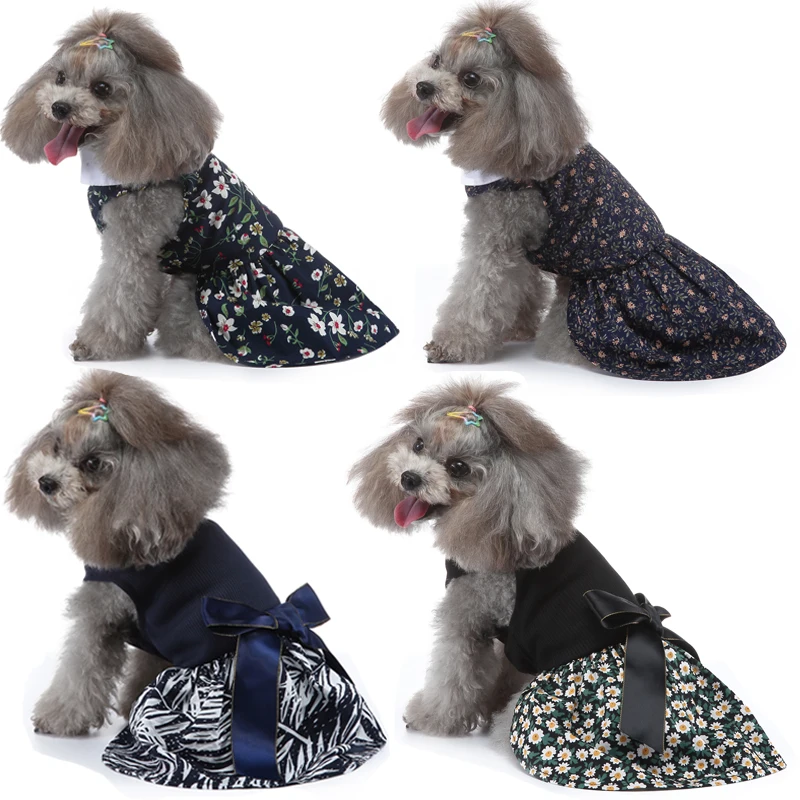 

Summer Dog Clothes Black Fancy Dress With Bows Puppy Clothes Dresses For Small Dog Wedding dress York Dog Skirts Pet Clothes