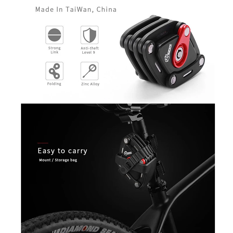 Складной велосипедный замок с 2 ключами надежный Противоугонный сверхпрочный из