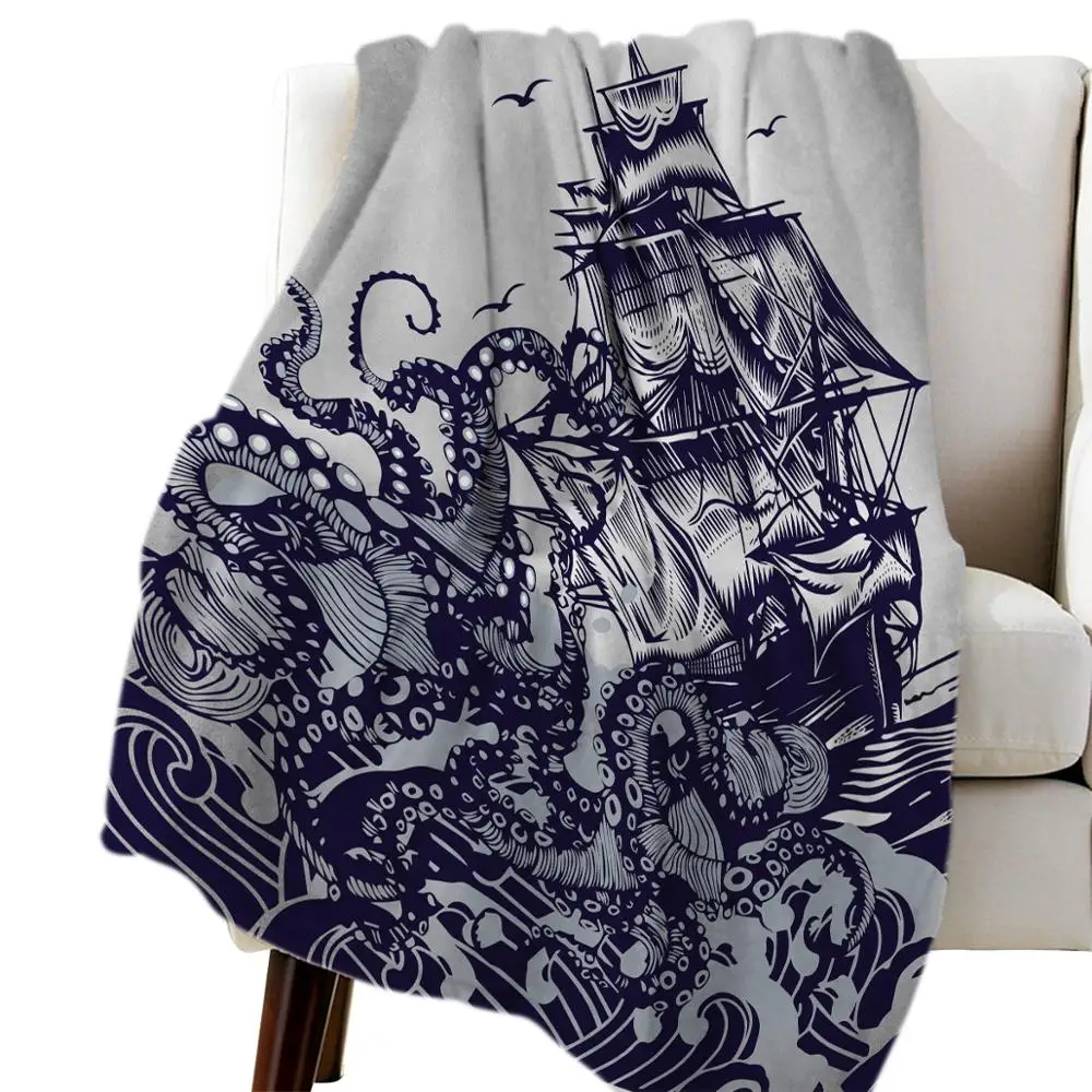 Одеяло из микрофибры с принтом Осьминог|Одеяла| |