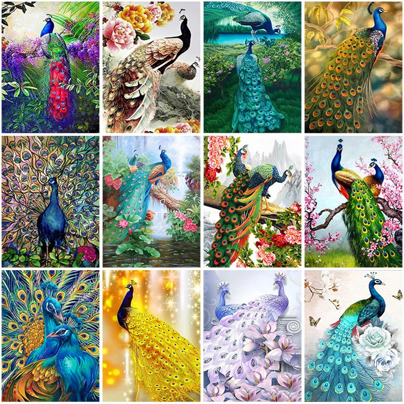 

Peacock DIY 5D Diamond Painting Full Round Resin Mosaic Rhinestone Animals Flower Diamond Embroidery Cross Stitch Kit Wall Art