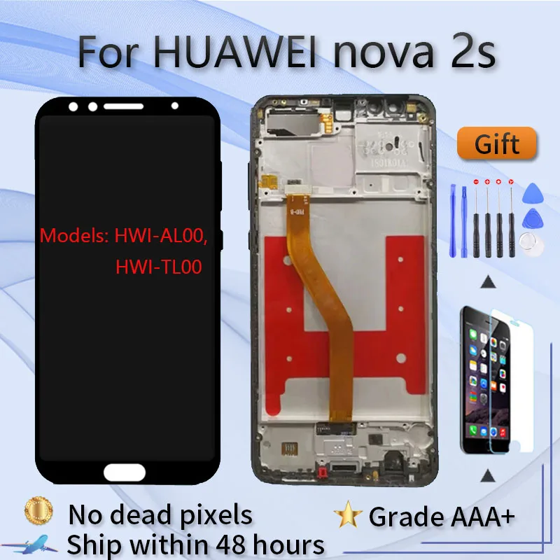 

Для Huawei nova 2s HWI-AL00 HWI-TL00 ЖК-экран в сборе с передней панели телефона сенсорный экран стекло, запасные части для ЖК-дисплея черного и серого цве...