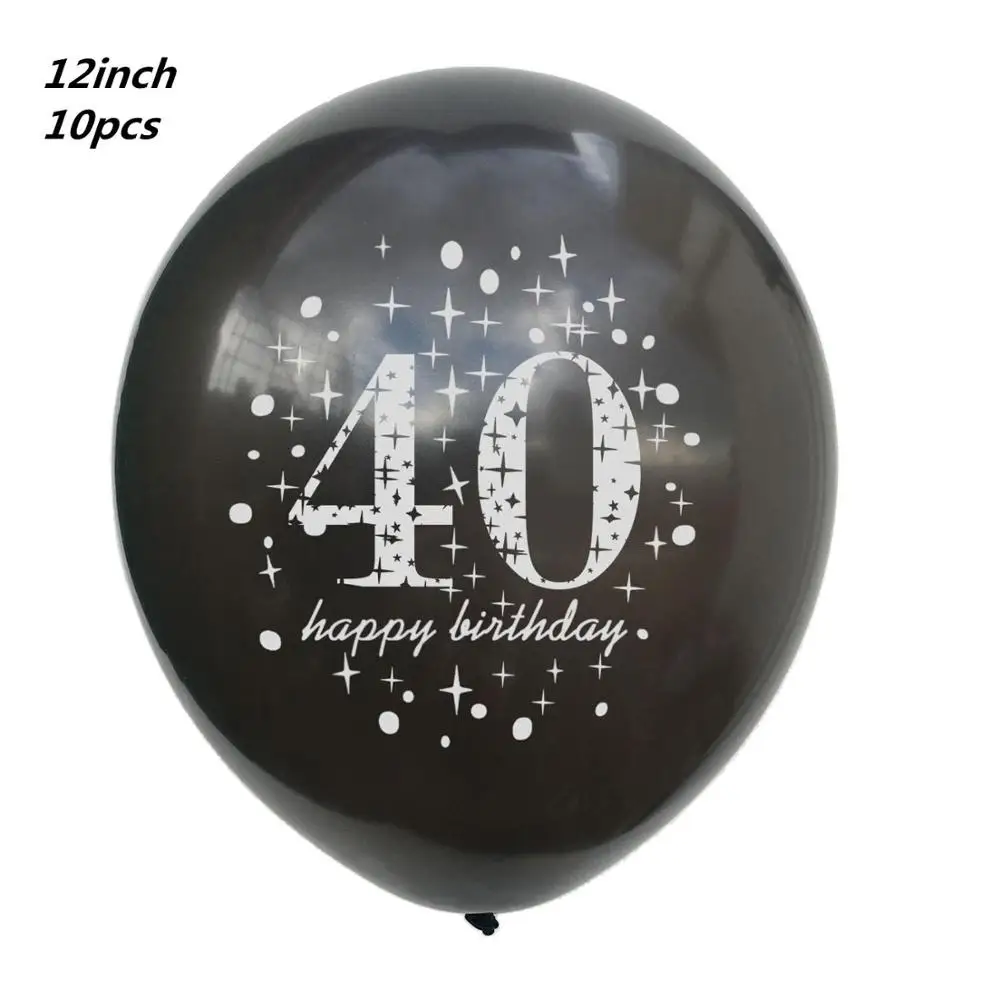 10pcs black 40 1" Золотые латексные воздушные шары черные 30 40 50 60 70 лет с днем рождения украшения для взрослых воздушные шары Cumpleanos Globos Balony - Цвет: 10pcs black 40