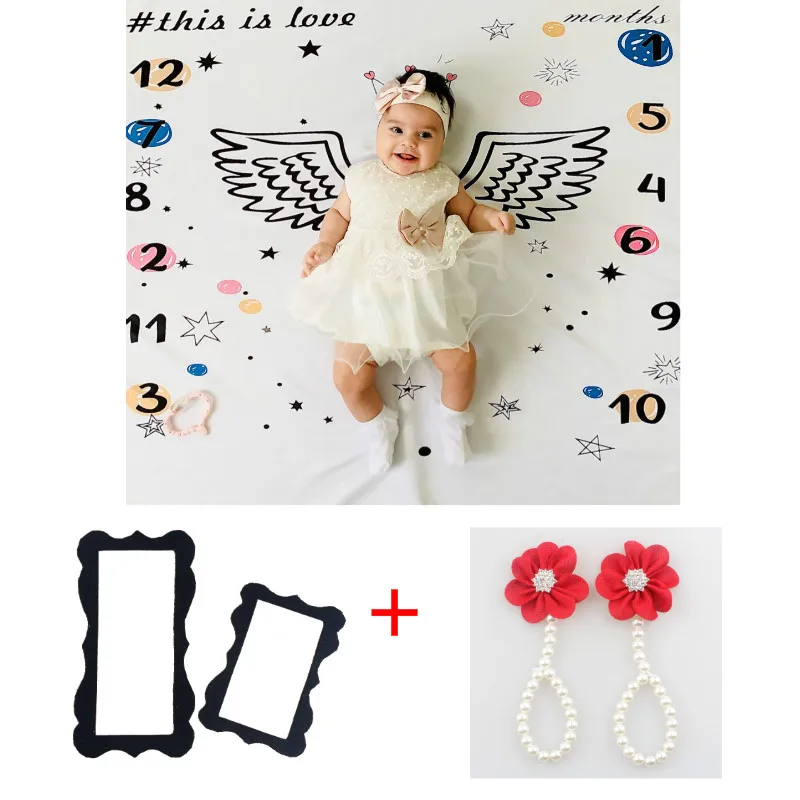 

3pcs/set Baby Milestone Blanket Newborn Photography Photo Props Garland Toddler Memorial Day Monthly Background Cloth