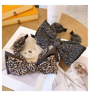 new hair accessories leopard print double layer big bow wide version headband simple and versatile pressure hairband hairpin