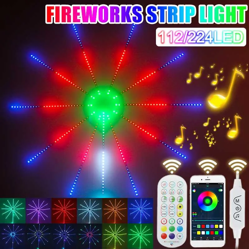 

Fireworks RGB LED Strip Light Festoon Fairy Light APP Music Remote Control Meteor Lamp Dreamcolor Wedding Christmas Room Decor