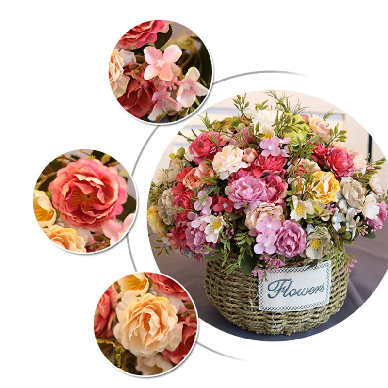 Пион 1 шт. винтажные шелковые искусственные цветы маленькая Роза Свадебный