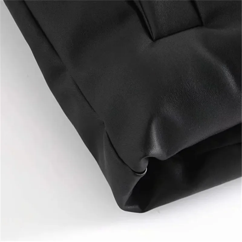 

PSEEWE Za Faux Leather Black Padded Women Vest Sleeveless Jacket Woman Winter 2021 Short Warm Vest Fashion Female Waistcoats