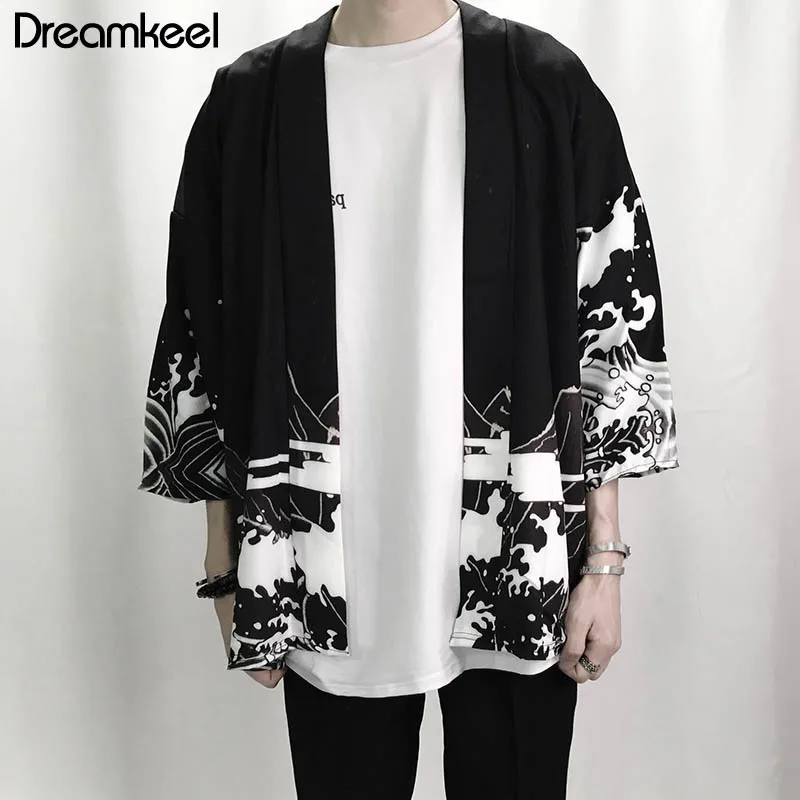 Японские мужские кимоно одежда лето 2019 уличная повседневные куртки Harajuku