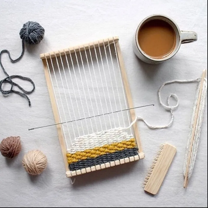 DIY гобелен ручной работы ткацкий станок маленькая рамка дерево имитация