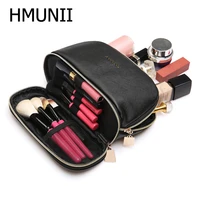 hmunii travel necessarie toiletry wash storage makeup bag beauty organizer cases womens pu leather waterproof cosmetic bag