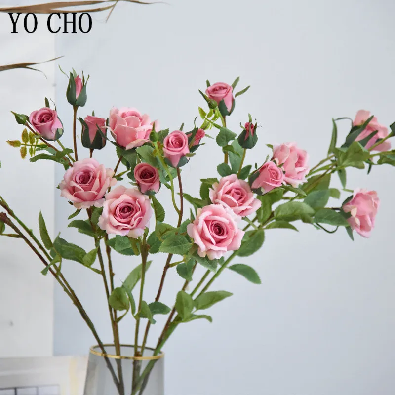 5 Head/Bundle Artificial Flowers Silk Rose Long Branch Bouquet for Wedding Home Decoration Fake Plants DIY Wreath Accessories images - 6
