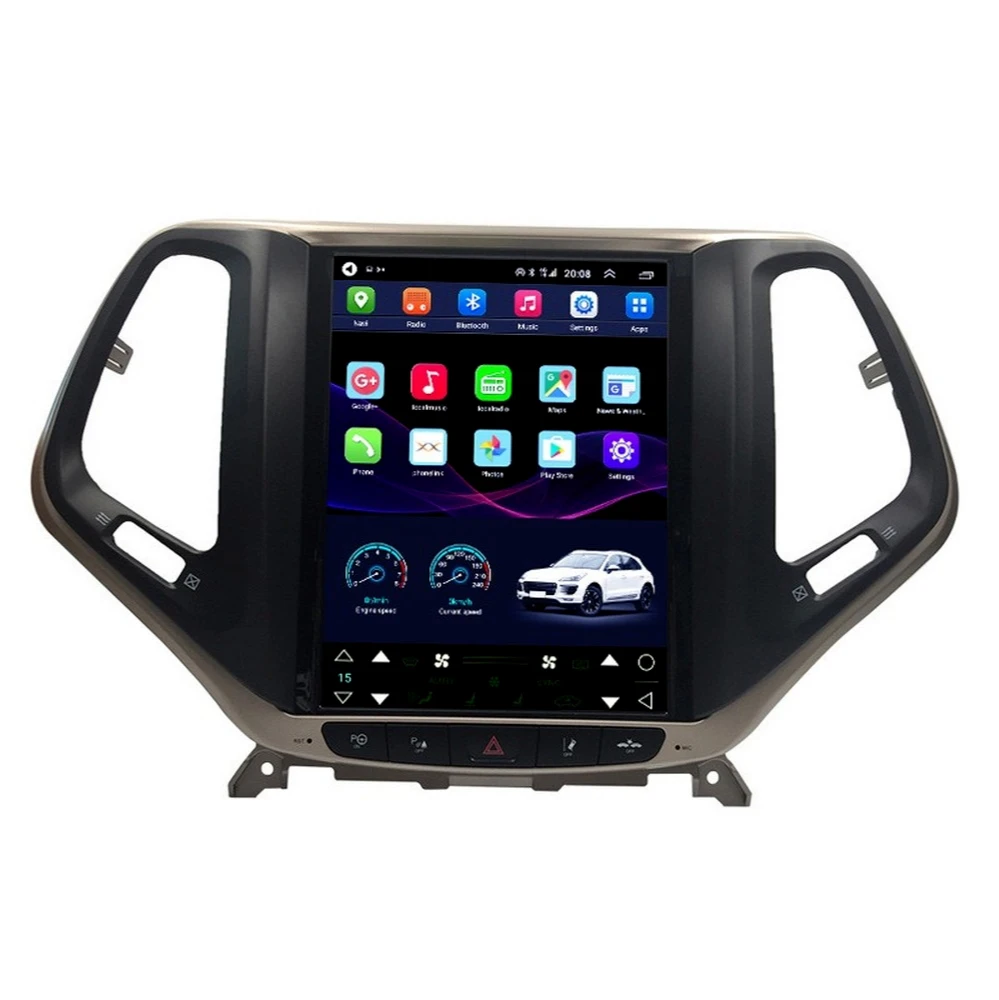 Android Tesla Style Car GPS Navigation For JEEP Cherokee 2015-2017 Auto Radio Stereo Multimedia Player With BT WiFi Mirror Link