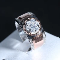 fashion atmosphere plated two color ring mens european and american popular diamond inlaid wedding ring size 7 13