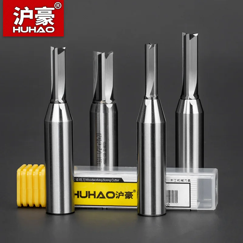 HUHAO CNC Woodwroking Tool TCT Trimming Straight End Mill Cutters Tungsten Steel Router Bit For MDF Plywood Chipboard Slot Drill