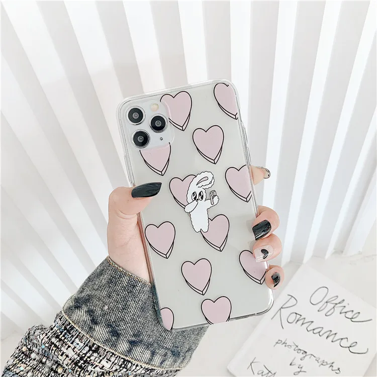 Простой мультяшный симпатичный чехол с кроликом для селфи iPhone 11 Pro MAX X XS XR