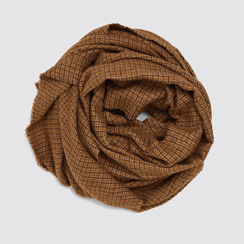 New Brand Plaid Brown Cashmere Scarf Women Thick Warm Soft Pashmina Shawls Ladies Blanket Large Scarfs |