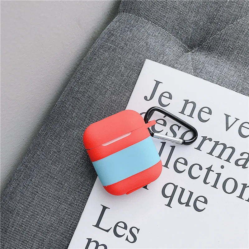 Red+Blue Чехол для AirPods с милым рисунком лимонного чая Vitasoy Milk силиконовый защитный чехол для наушников Airpods 2 с крюком аксессуары для AirPods - Цвет: Red+Blue