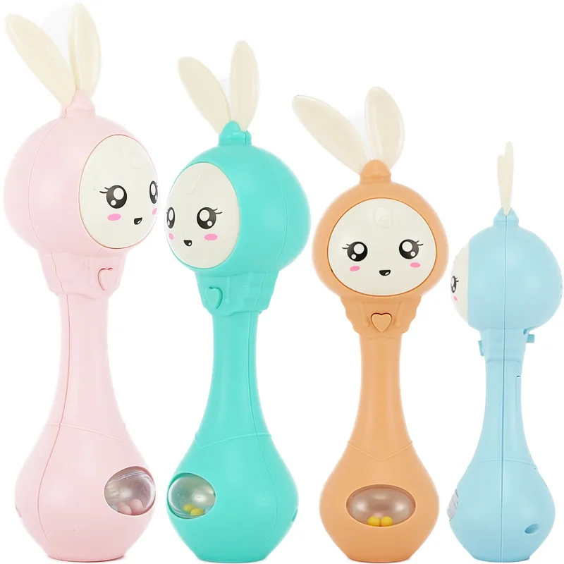 

Rabbit Hand Bell Lights Hand Bell Music Rhythm Stick Toys 0-1 Year Old Newborn Teether Baby Early Education Educational Toys