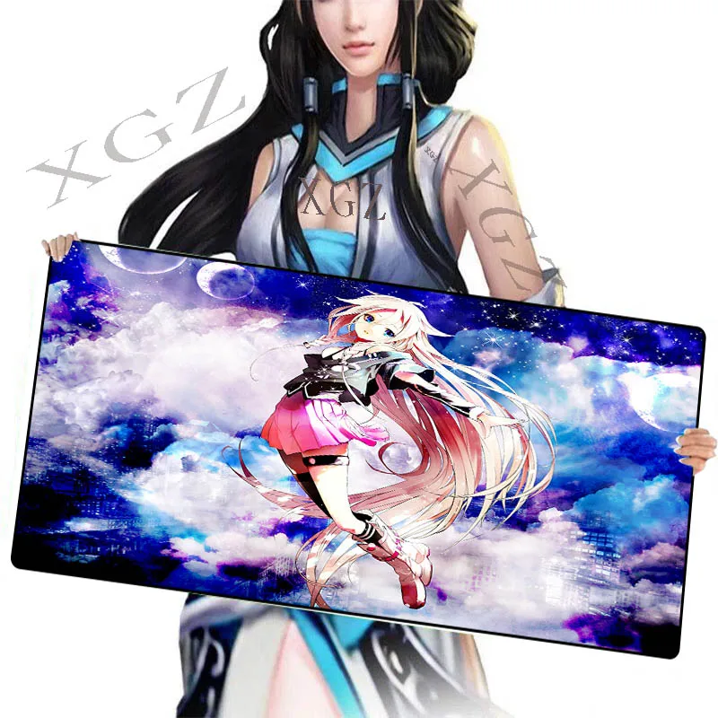 Большой коврик для мыши XGZ с аниме девушкой красивый черный домашнего компьютера