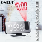 Электронный будильник ONEUP со светодиодсветодиодный проекцией, цифровые умные часы, FM-радио, проектор времени, Snooze прикроватные часы для спальни