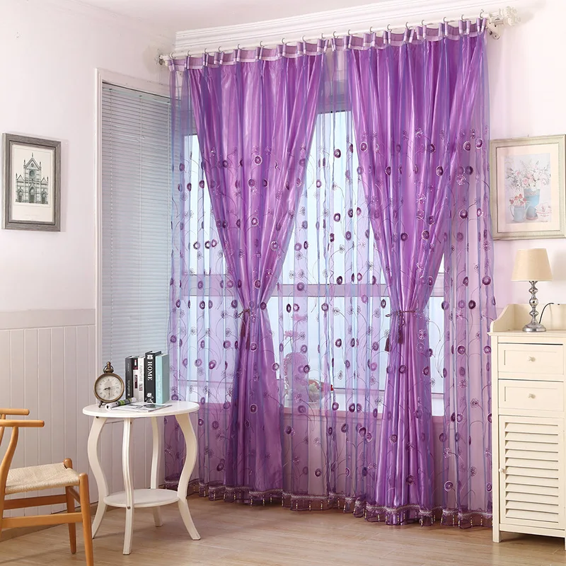 Вышитые пайетками оконные экраны Современные вышитые занавески для гостиной