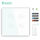 Смарт-панель Bseed из хрустального стекла, 4 клавиши, стандарт ЕС, РФ, Wi-Fi, сенсорный выключатель, 3 цвета, улучшение дома