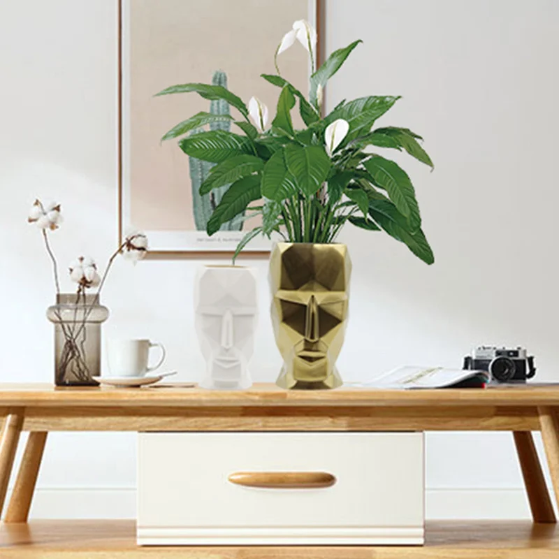 

Nordic Abstract Geometric Human Face Vases Sculpture Ornament Flower Arrangement Dried Flowers Vase Home Decoration Accessories