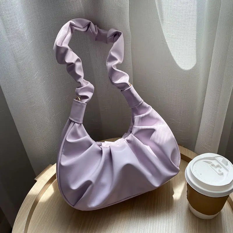 

Fashion Ladies Folds Shoulder Messenger Bags Soft PU Leather Women Hobos Underarm Armpit Bag Female Purse Handbags Small Tote