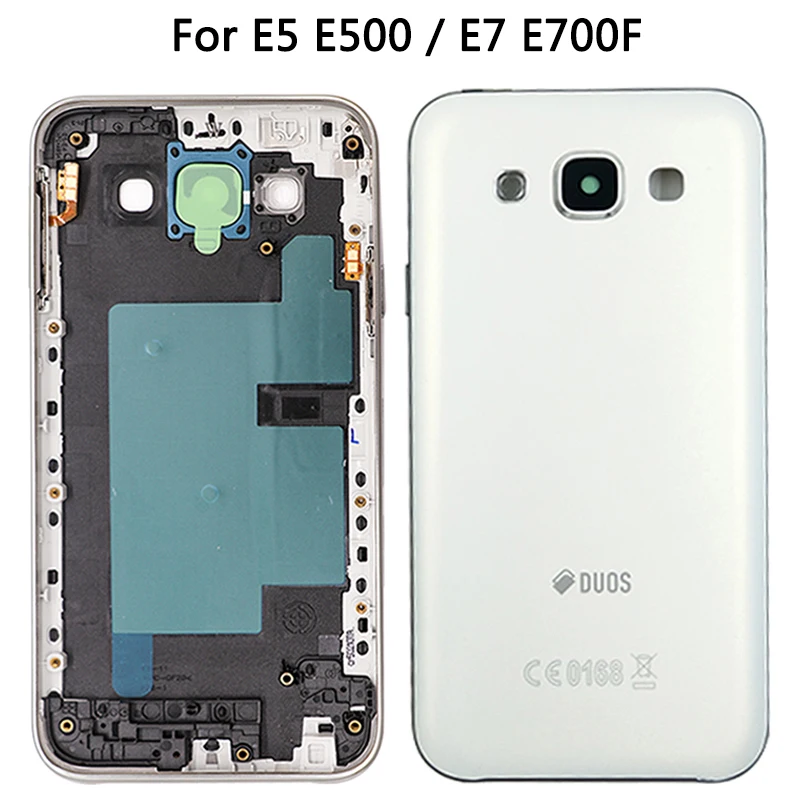 Полный корпус чехол для Samsung Galaxy E5 E500 E7 E700F батарея задняя крышка Дверь средняя