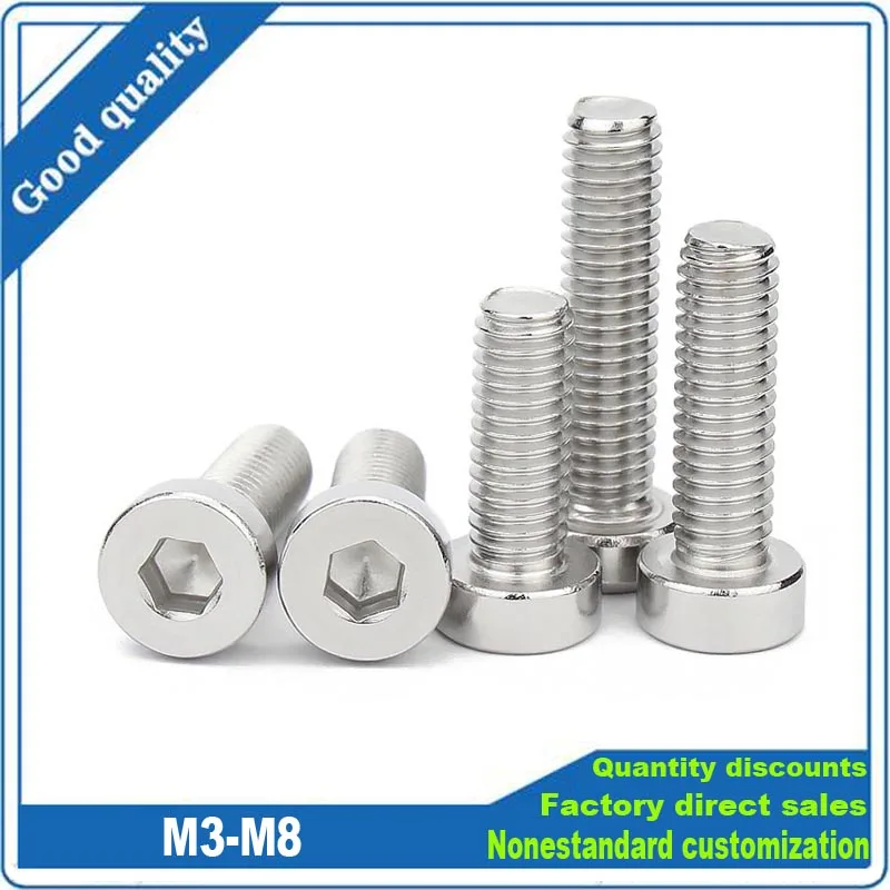 

10/50x 304 A2-70 Stainless Steel Allen Hex Hexagon Socket Thin Low Short Head Cap Screw Bolt High Quality M3 M4 M5 M6 M8 DIN7984