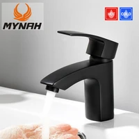 mynah modern fashion black basin faucet alloy cold and hot water taps bathroom mixer